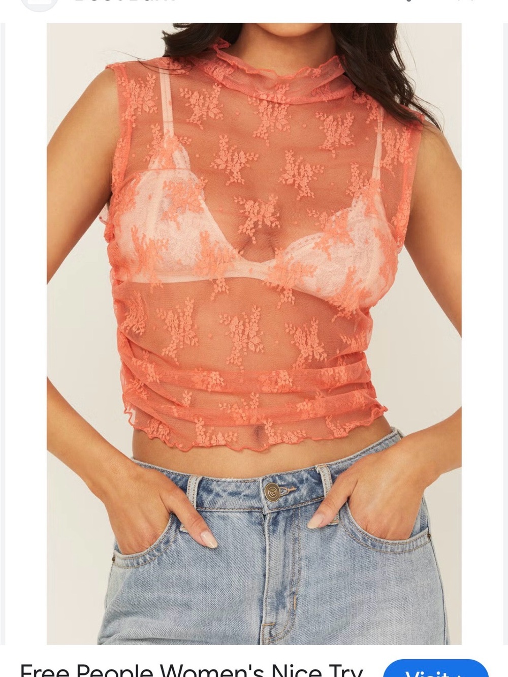FREE PEOPLE WOMEN'S NICE TRY MESH FLORAL MUSCLE TANK size small